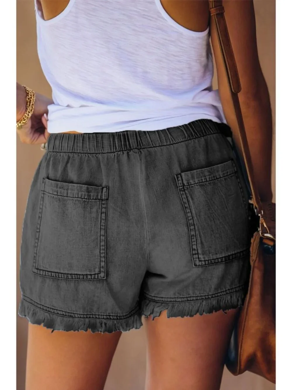 Womens Lightweight Shorts Casual Baggy Trendy Hot Pants Elastic Waist Drawstring